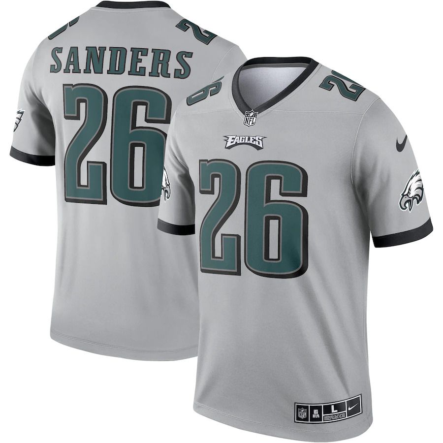 Men Philadelphia Eagles 26 Miles Sanders Nike Silver Inverted Legend NFL Jersey